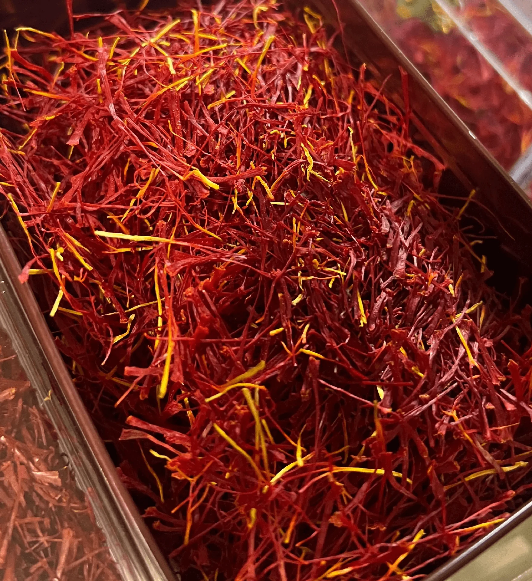 Spanish saffron in a tin container for professionals